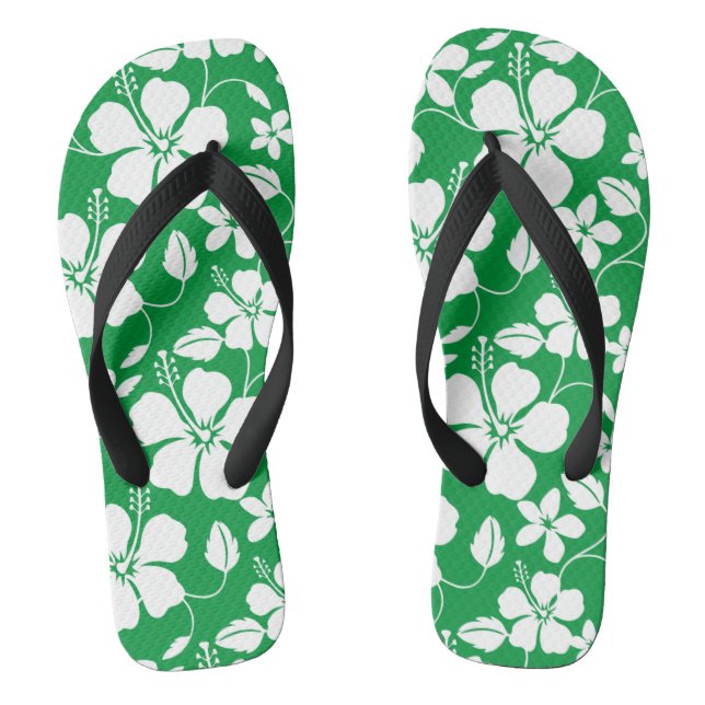 TONGS HULA HAÏIENNE (HIBISCUS) VERT (Semelle)
