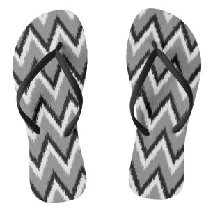 Tongs Ikat Chevron Gris / Gris, Noir & Blanc