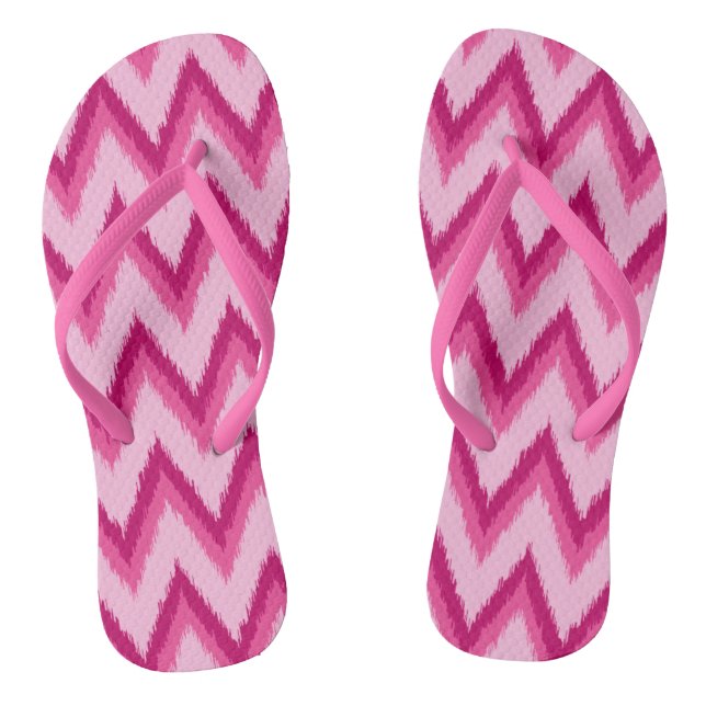 Tongs Ikat Chevron Stripes - Fuchsia et rose pâle (Semelle)