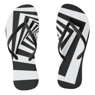 Tongs Illusion d'optique hypnotique noir et blanc