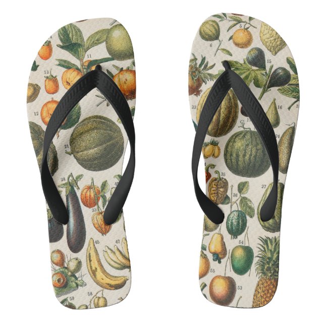 Tongs Illustration scientifique végétale des fruits (Semelle)