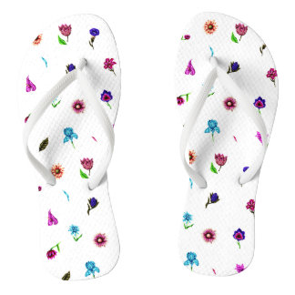 Tongs Impression à fleurs violettes et bleues, impressio