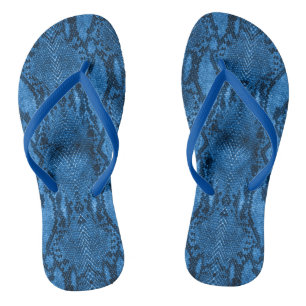Tongs Impression de peau de serpent bleu