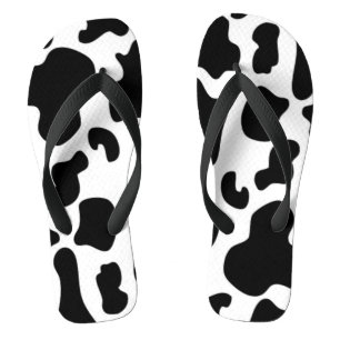 Tongs Impression de vache noire et blanche