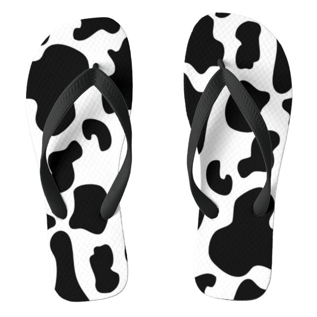 Tongs Impression de vache noire et blanche (Semelle)