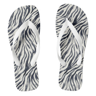 Tongs Impression de zèbre noir et blanc