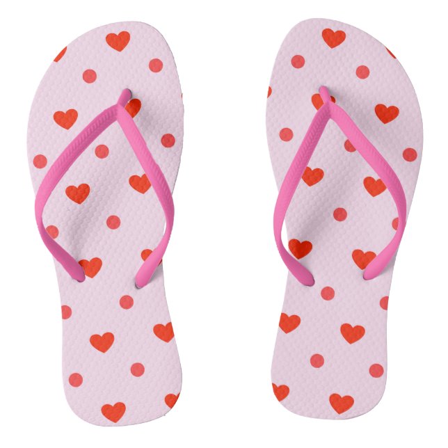 Tongs Impression mignonne rose et rouge carré (Semelle)