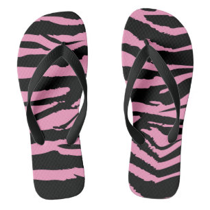 Tongs Imprimé zèbre rose vif
