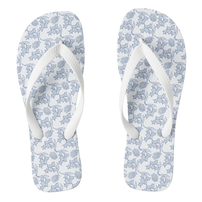 Tongs Indigo Blue Ethnic Floral Print Flip Flops (Semelle)