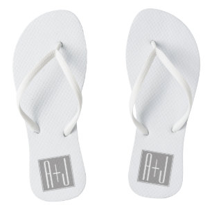 Tongs Initails ou Other Text White & Grey
