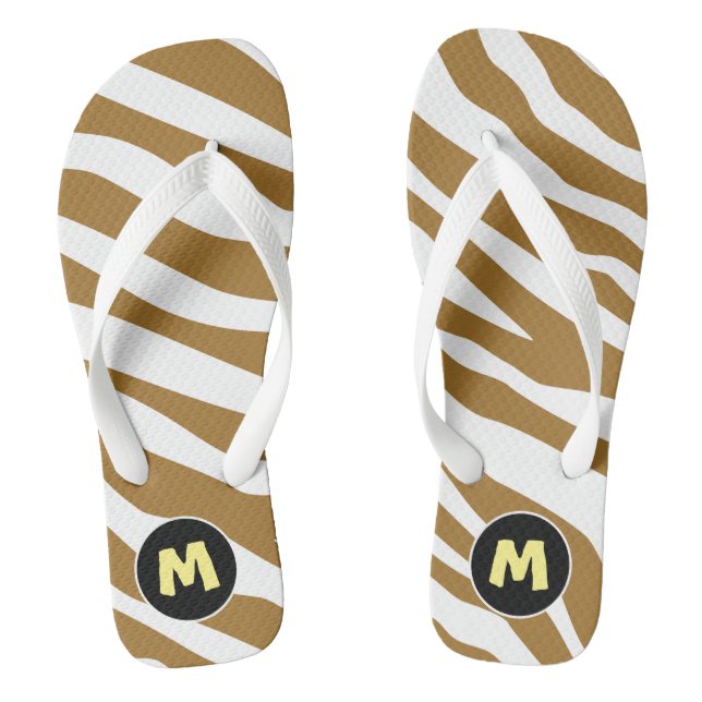 Tongs Initiale Joli poster de animal l Brown et blanc (Semelle)