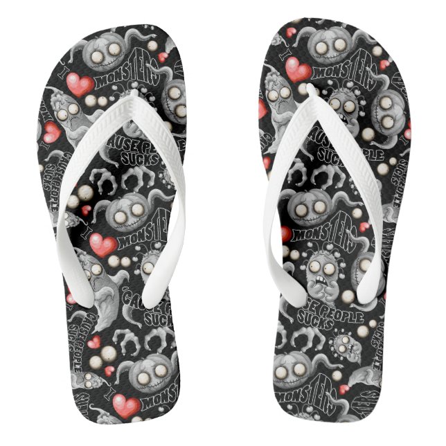 Tongs J'aime les monstres parce que les gens aiment les  (Semelle)