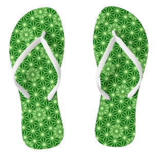 Tongs Japonais Asanoha Motif, Emerald et Lime Green