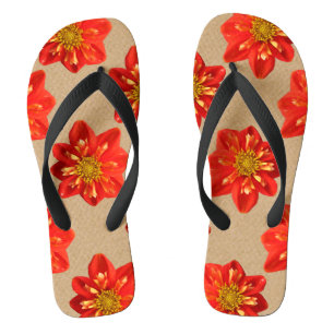 Tongs Jardin Floral Orange Dahlia Fleur