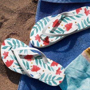Tongs Jardin magique - rouge et turquoise