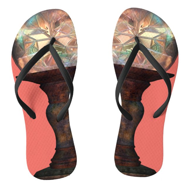 Tongs Jardin regardant globe corail rose vitrail (Semelle)