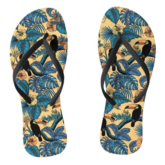 Tongs Jardin toucan en jaune et bleu (Semelle)