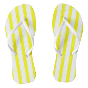Tongs Jaunes et Rayures Blanches