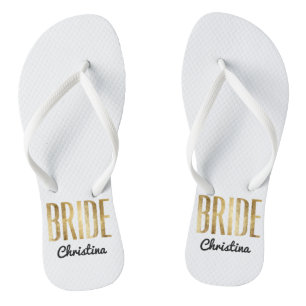 Tongs Jeune mariée chic d'or de Faux épousant