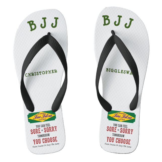 Tongs Jiu Jitsu Brésil Sore Ou Désolé Ajouter Un Nom BJJ (Semelle)