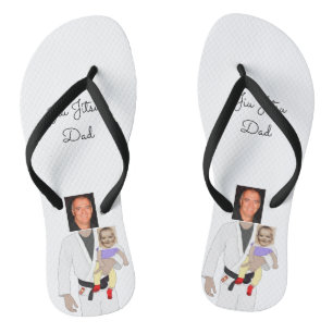 Tongs Jiu Jitsu Papa photos personnalisées et texte manu