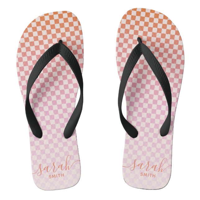 Tongs Joli été À damiers rose orange (Semelle)