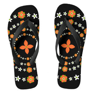 Tongs Joli Jardin Orange et Vert Fleurs de Noël