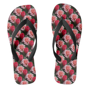 Tongs Joli modèle Rose rose rouge floral