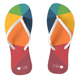 Tongs Joli Motif triangles coloré