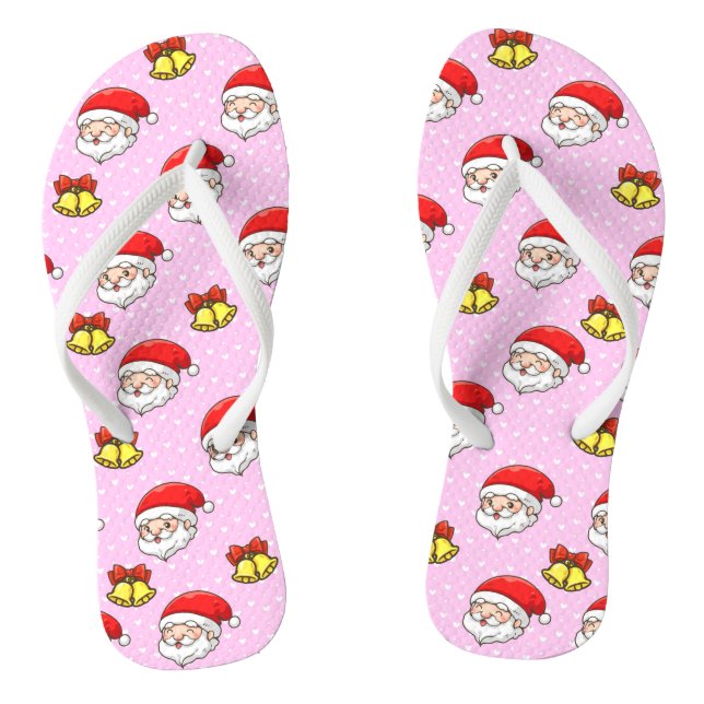 Tongs Joli Noël Père Noël Rose Girl moderne Motif Dot (Semelle)