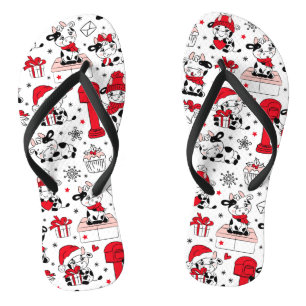 Tongs Joli Noël Vaches de vacances ferme Motif moderne
