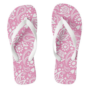 Tongs Joli rose et blanc Paisley