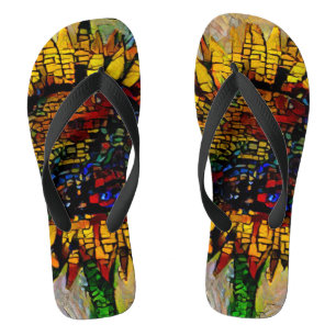 Tongs Jolie peinture Abstraite de tournesol