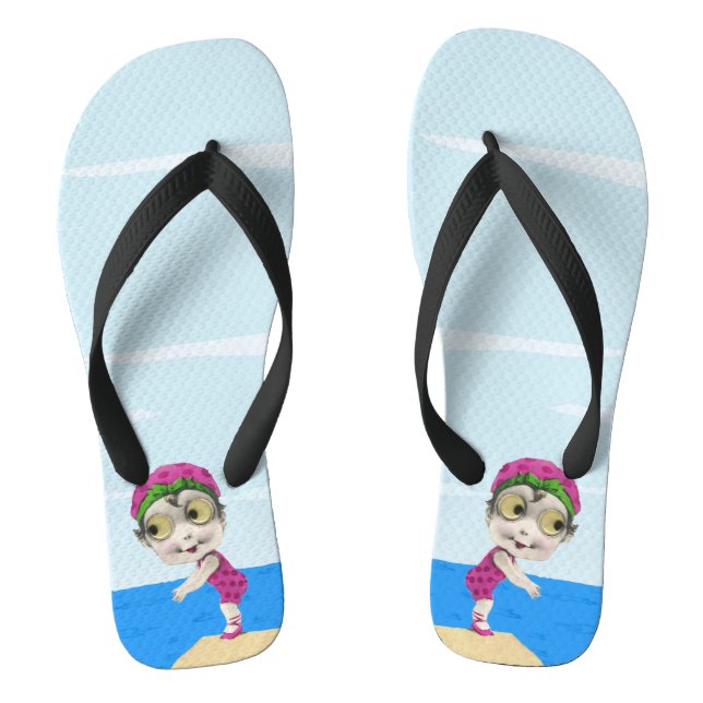 Tongs Jolie petite nageuse Yeux globuleux Rose (Semelle)