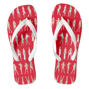 Tongs Jolies filles de mode silhouette rouge blanc