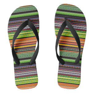 Tongs Jolies rayures noires colorées