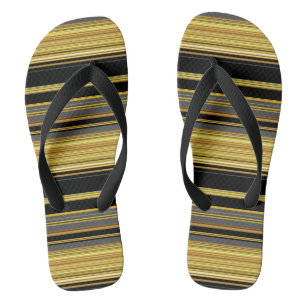 Tongs Jolies rayures noires dorées