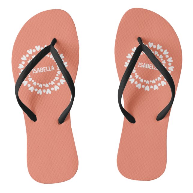 Tongs Jolis Fleurs Et Noms De Coeurs (Semelle)