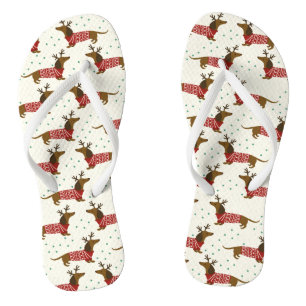 Tongs Jote Dachshund Chien Neige Vacances d'hiver