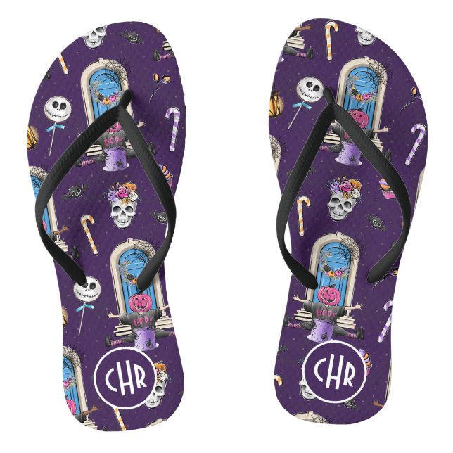Tongs Jouer Motif d'Halloween dans un Arrière - plan vio (Semelle)