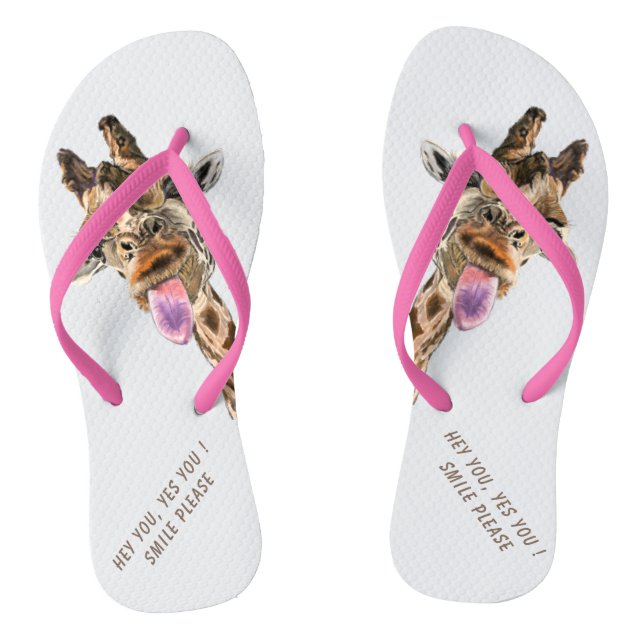 Tongs Jouer Tongue Out Giraffe Flip Flops Fun Smile (Semelle)