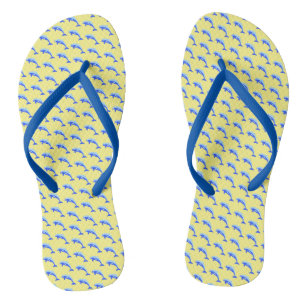Tongs Joyeux dauphin bleu, joli dessin tropical océaniqu