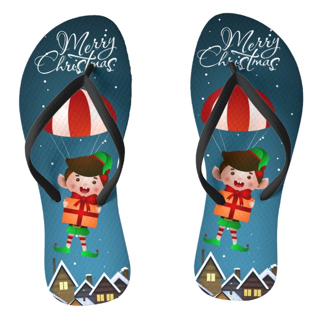 Tongs Joyeux Noël mignonne Parachute Moderne Garçon Elf (Semelle)