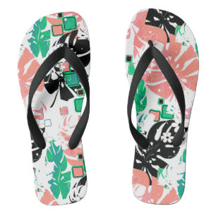 Tongs jungle tropicale sans charme abstrait PA feuille m
