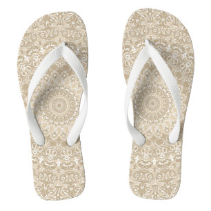 Tongs Kaki Beige Mandala Kaleidoscope