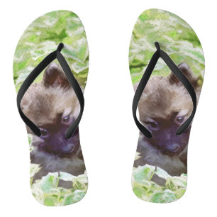 Tongs Keeshond Puppy in the Garden Peinture Art original