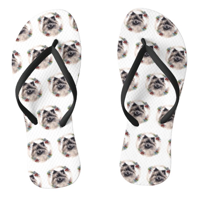 Tongs Keeshony Christmas Wreath Festive Pup (Semelle)