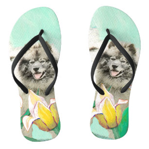 Tongs Keeshony in Tulips Peinture mignonne Original Chie