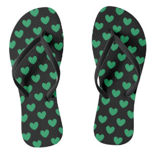 Tongs Kelly Coeurs polka vert sur noir