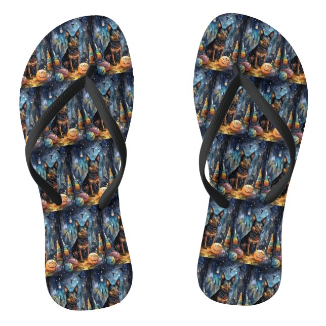 Tongs Kelpie australienne d'Halloween avec la peur Citro (Semelle)